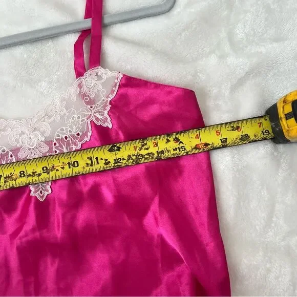 Vintage Victoria’s Secret Gold Label Pink Slip Dress. Drop hem with lace. Great - Picture 5 of 6